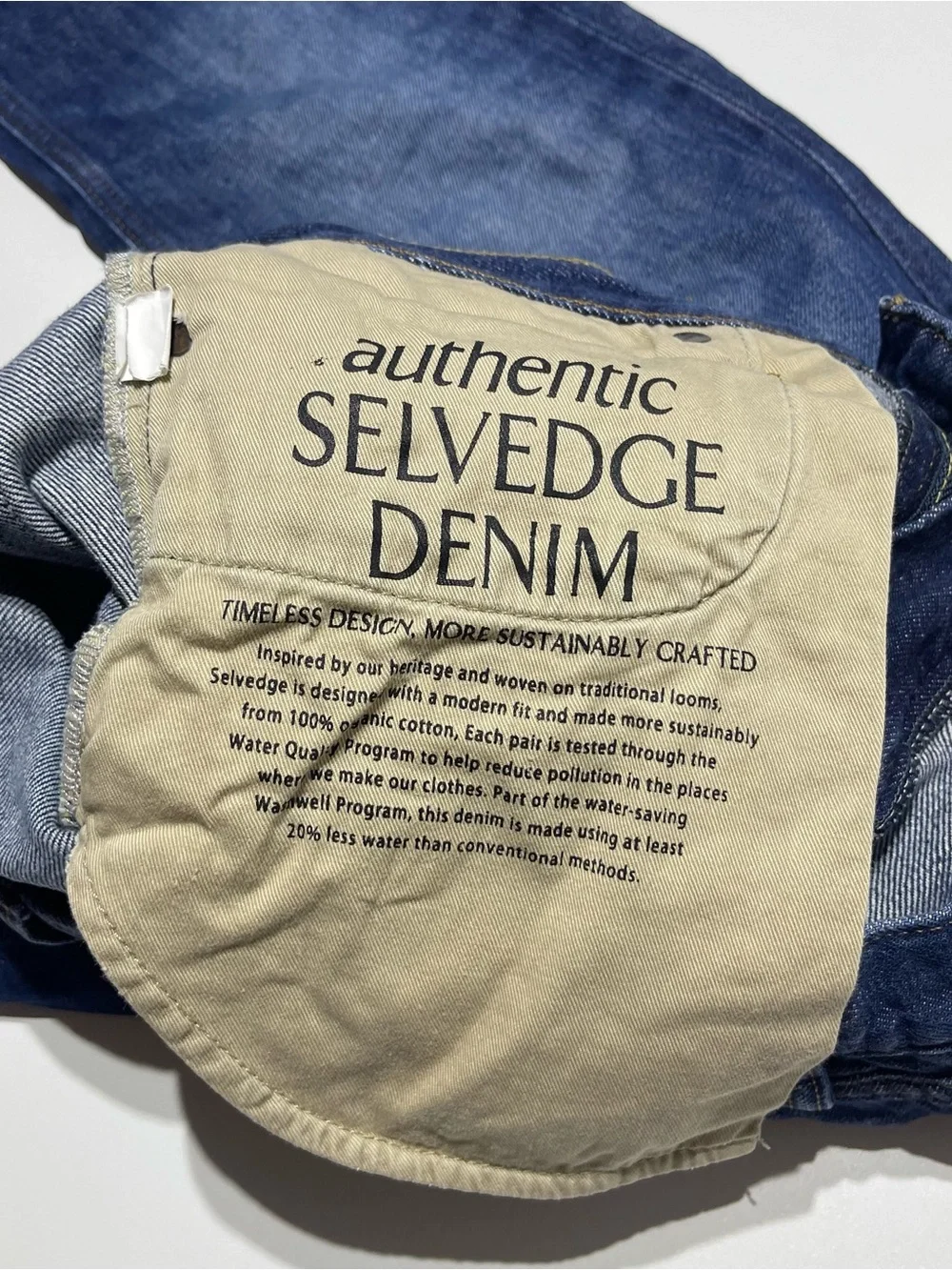 Banana Republic Selvedge Jeans Mens 31x32 Organic Cotton Blue Slim Denim Pants - Picture 10 of 11